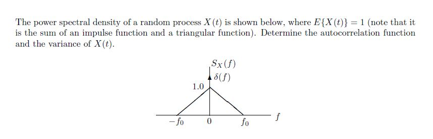 Solved The power spectral density of a random process X (t) | Chegg.com