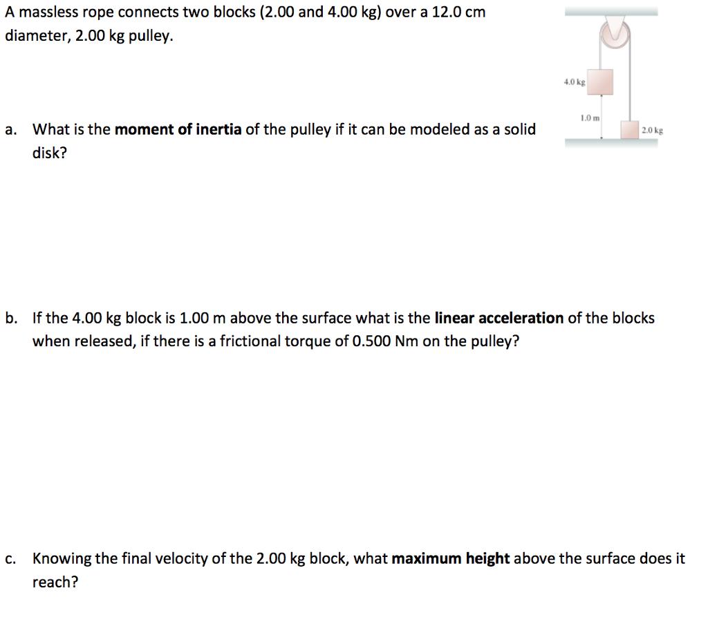 Solved A massless rope connects two blocks (2.00 and 4.00