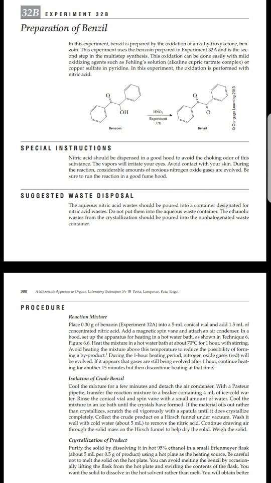 Solved 32B EXPERIMENT 3 2 B Preparation Of Benzil In This | Chegg.com