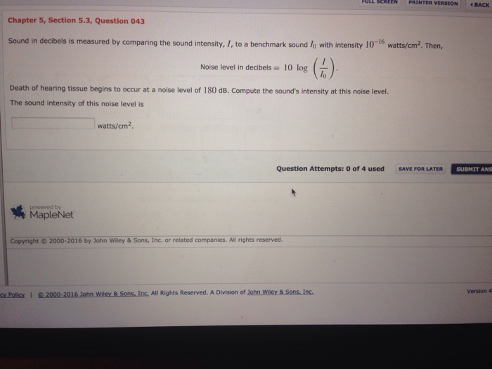 Solved Sound in decibels is measured by comparing the sound