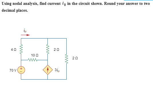 Solved Using nodal analysis, find current io in the circuit | Chegg.com