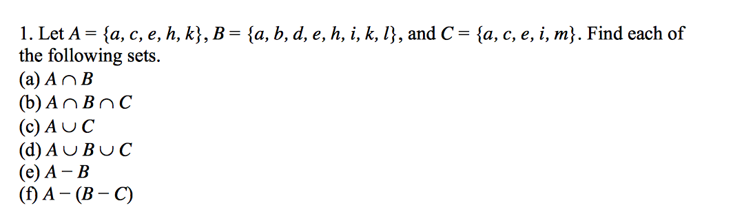 Solved Let A = {a, C, E, H, K}, B= {a, B, D, E, H, I, K, L}, | Chegg.com