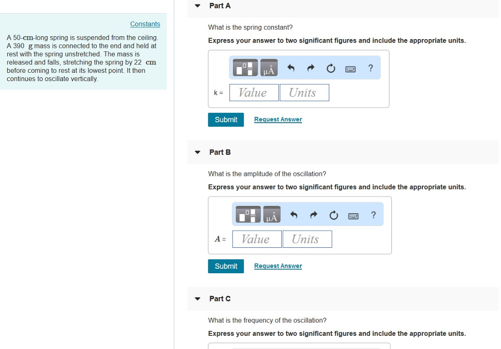 Solved ? Part A Constants What Is The Spring Constant? | Chegg.com