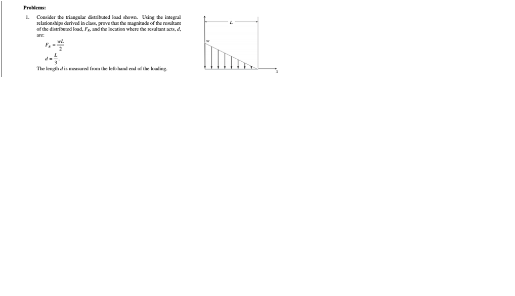 Solved Consider The Triangular Distributed Load Shown Using 9967