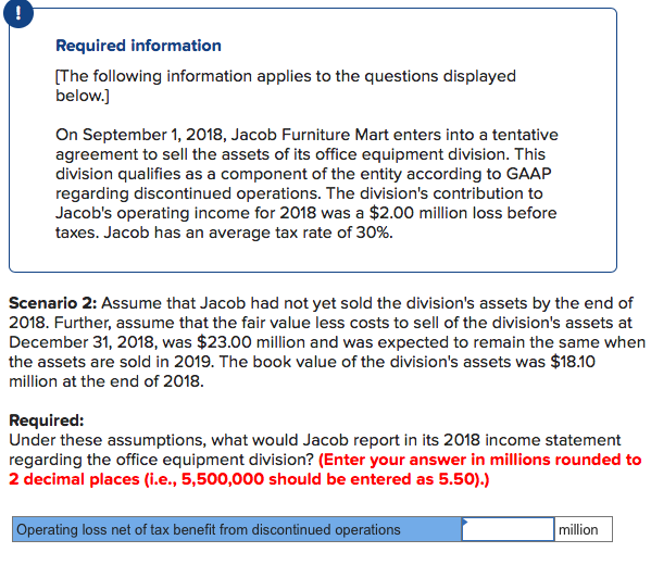 Solved Required information The following information