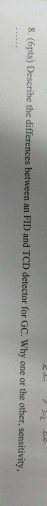 Solved Describe The Differences Between An FID And TCD De Chegg
