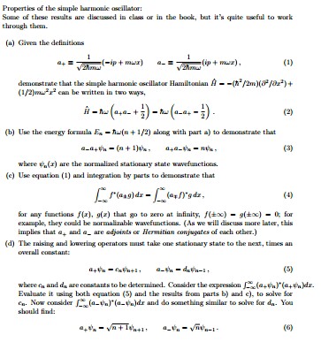 Solved Properties of the simple harmonic oscillator: some | Chegg.com