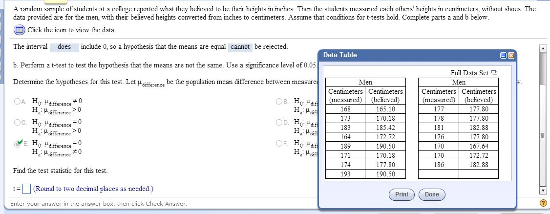 Solved A random sample of students at a college reported | Chegg.com
