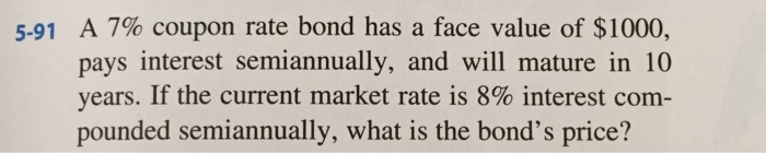 Solved A 7% coupon rate bond has a face value of $1000, pays | Chegg.com