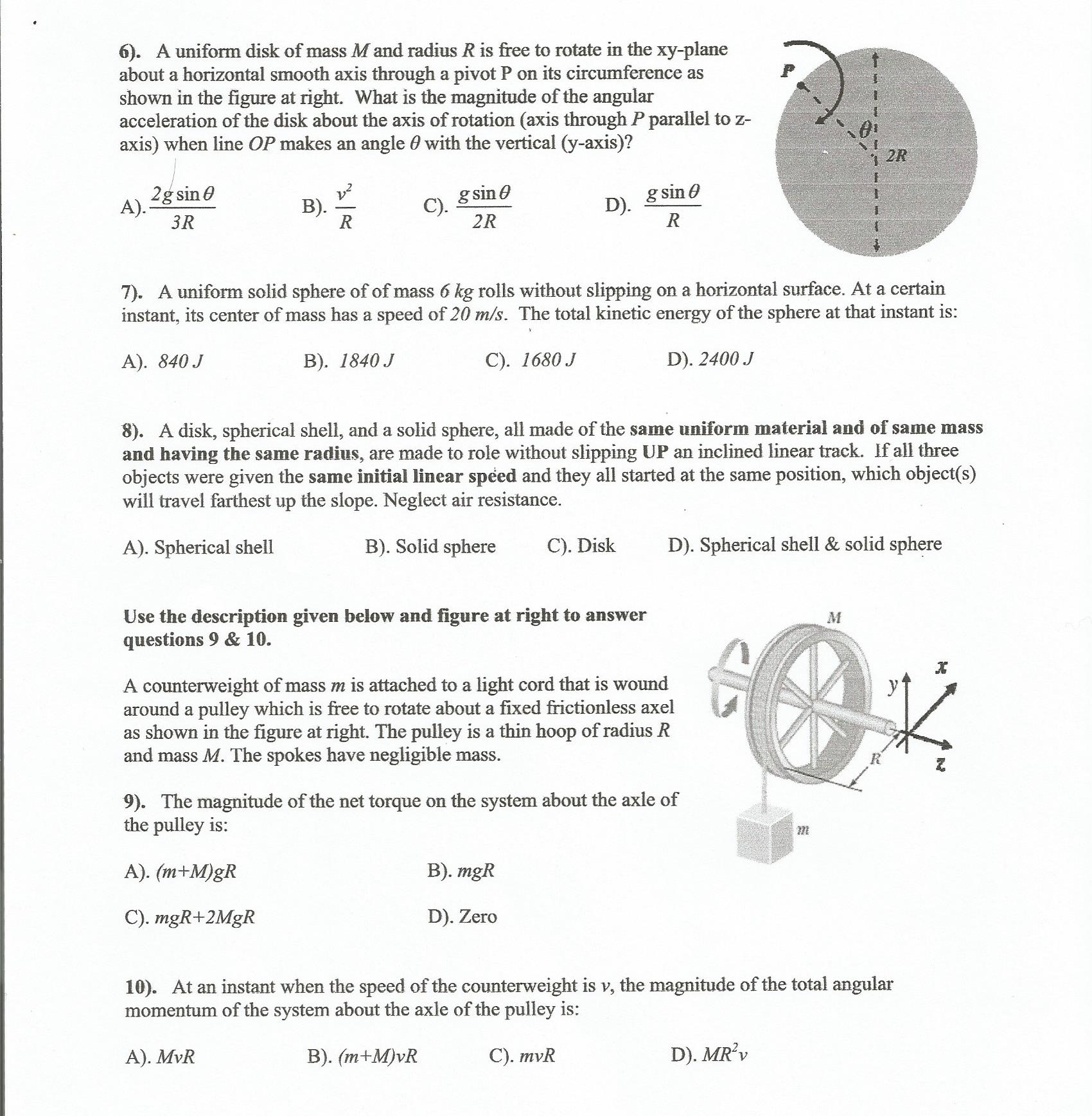 A Uniform Disk Of Mass M And Radius R Is Free To Chegg Com