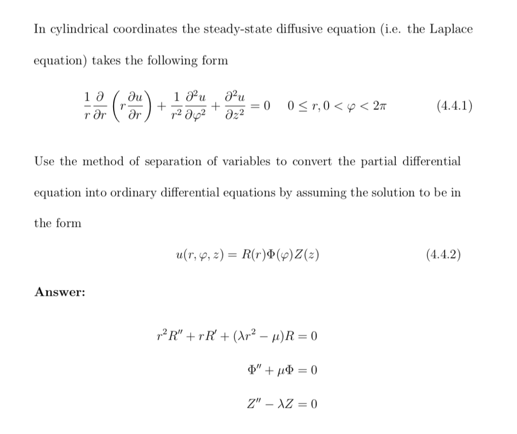 Solved In cylindrical coordinates the steady-state diffusive | Chegg.com