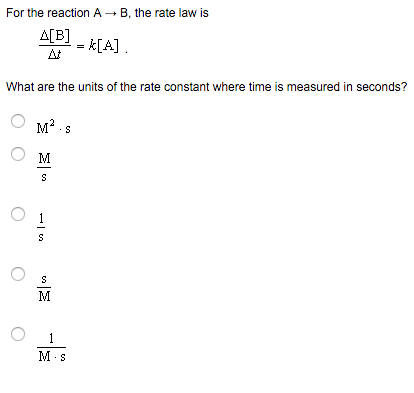 Solved For The Reaction A Rightarrow B. Delta[B]/Delta T = | Chegg.com