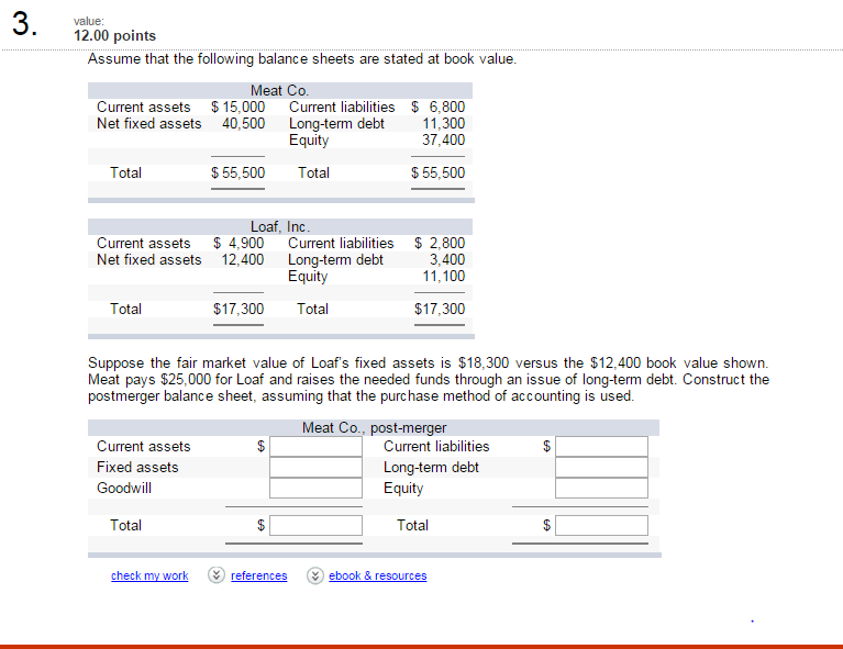 Solved 3. Assume that the following balance sheets are