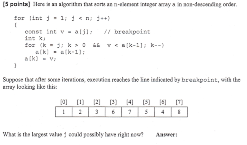 Solved Here is an algorithm that sorts an n-element integer | Chegg.com