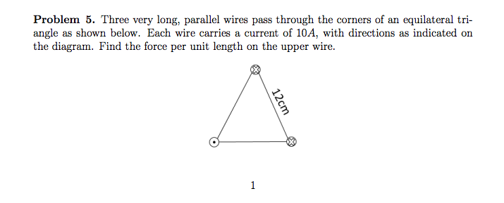 Solved Three very long, parallel wires pass through the | Chegg.com