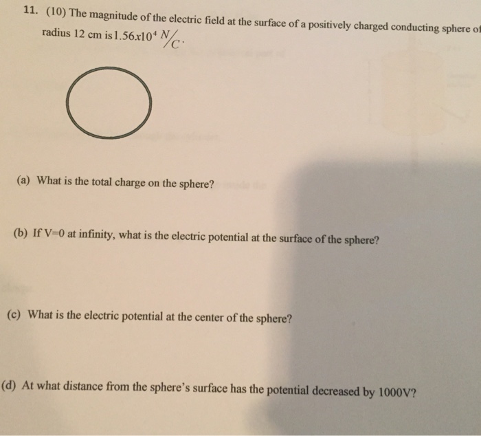 Solved The magnitude of the electric field at the surface of | Chegg.com