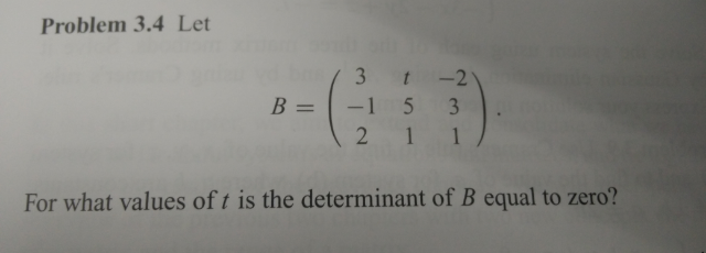 Solved For What Value Of T Is The Determinant Of B Equal To | Chegg.com