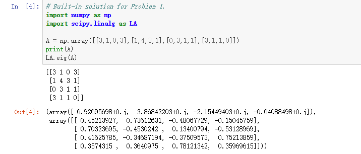 Solved Given the matrix 3 1 0 3 Write down the code using | Chegg.com