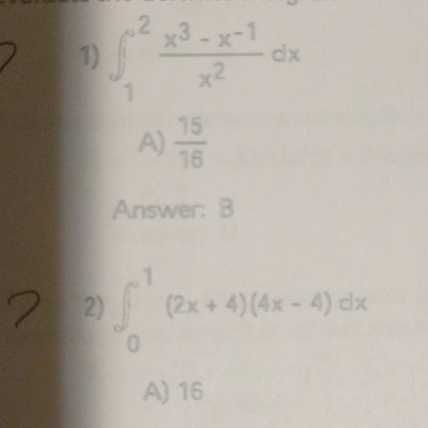 Solved 3 x 1 15 16 A Answer B 22 2x 4 4x 4 Dx A 16 Chegg