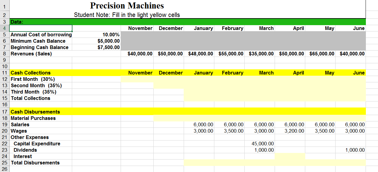 Solved Precision Machines Student Note: Fill in the liaht | Chegg.com