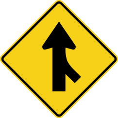 A lane merge warning sign (shown below) is being | Chegg.com