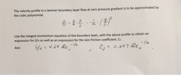 Solved The velocity profile in a laminar boundary-layer flow | Chegg.com
