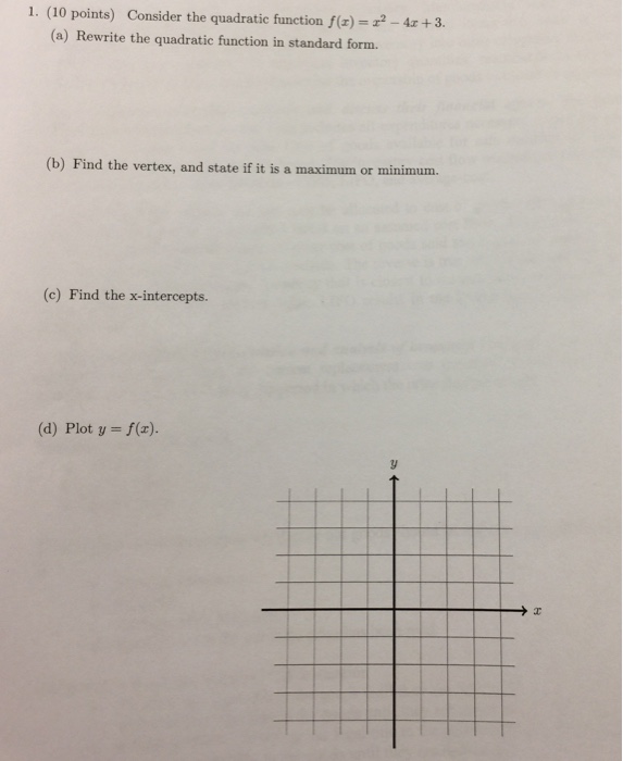 Solved Consider The Quadratic Function F(x) = X^2 - 4x + 3. 