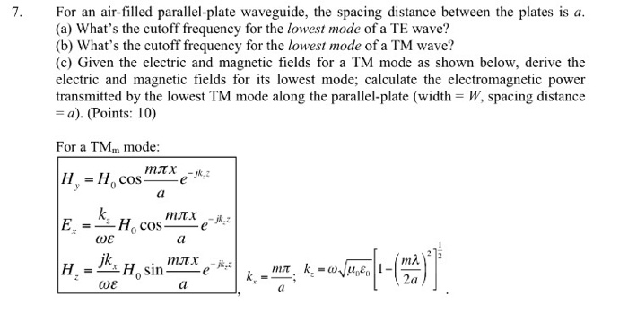 Solved For An Air-filled Parallel-plate Waveguide, The 