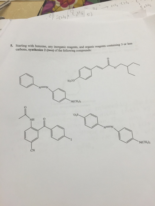 Solved Starting with benzene, any reagents, and