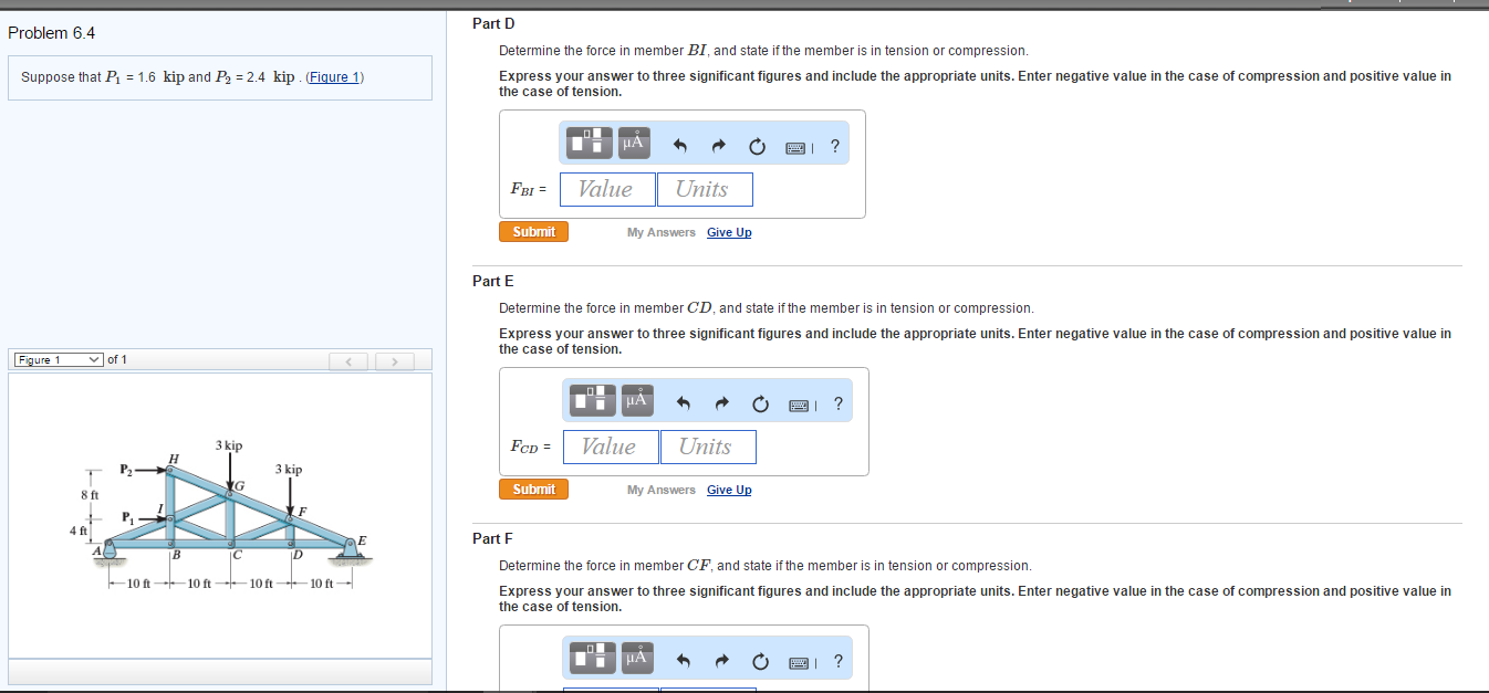 Solved Part A Determine the force in member AB, and state if | Chegg.com