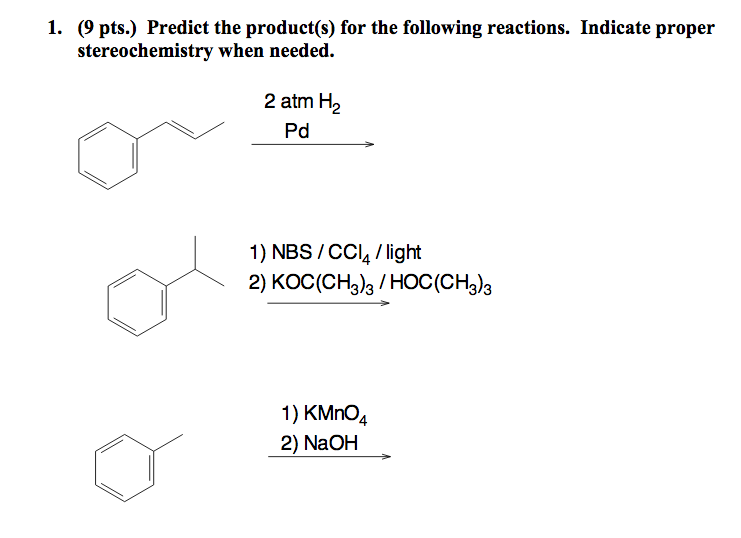 Solved Predict The Product(s) For The Following Reactions. | Chegg.com