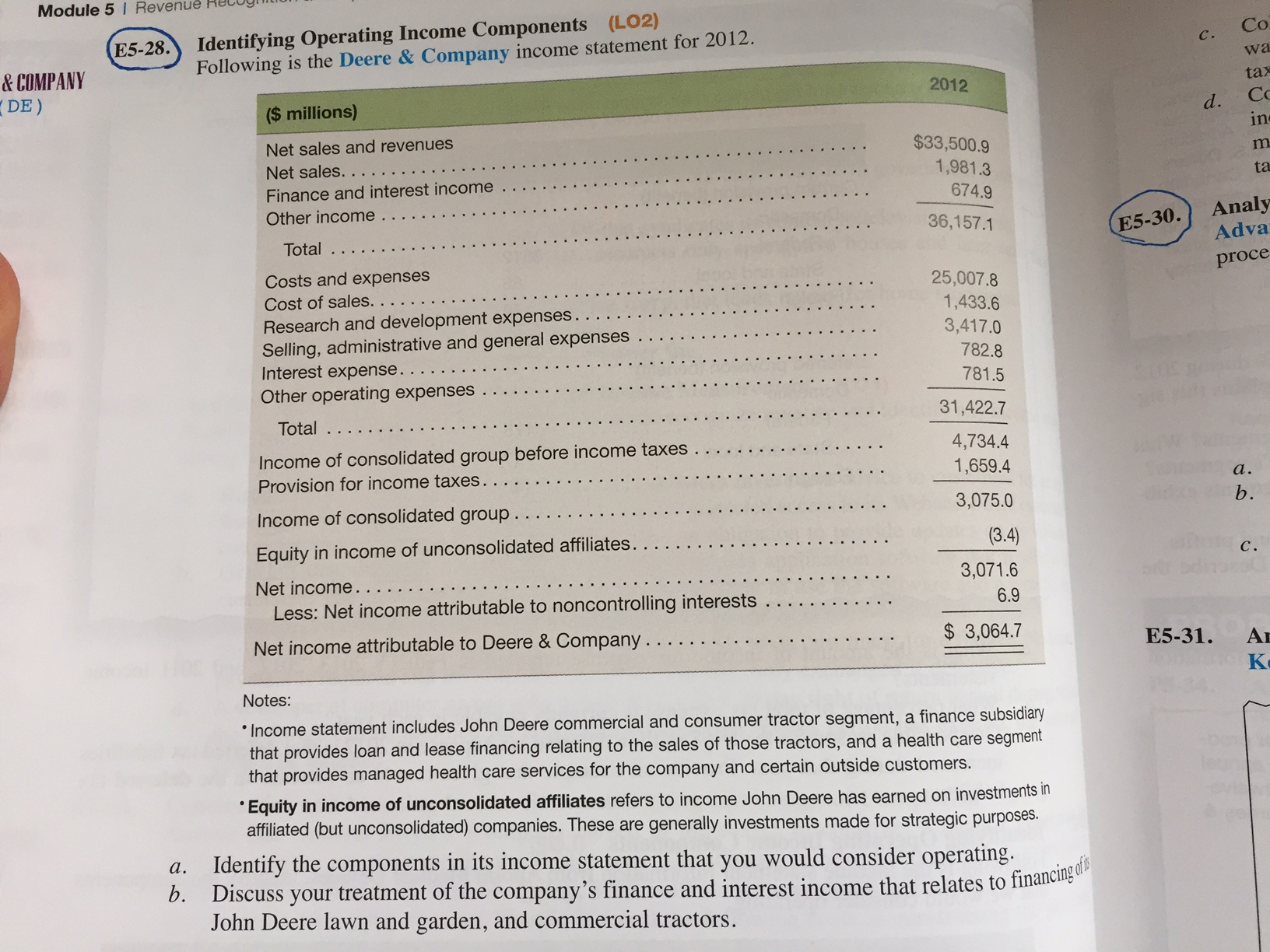 Solved Identifying Operating Income Components Following is | Chegg.com