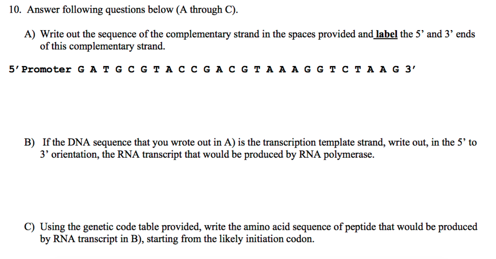 Solved 10. Answer following questions below (A through C). | Chegg.com