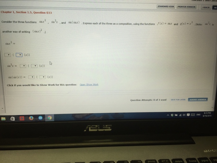 Solved Consider the three functions sin x^2, sin^2 x, and | Chegg.com
