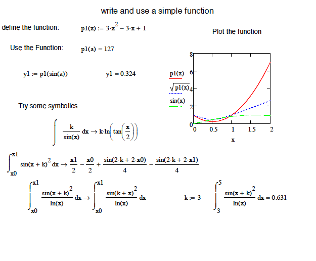 Demo Of A Few Simple Mathcad Operations Type Your 