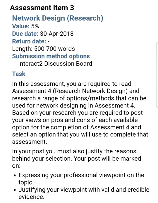Solved Answer assignment no. 3 based on network design