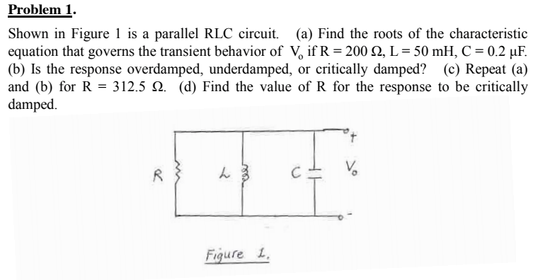 Solved Problem 1 Shown In Figure Is A Parallel RLC Circuit. | Chegg.com