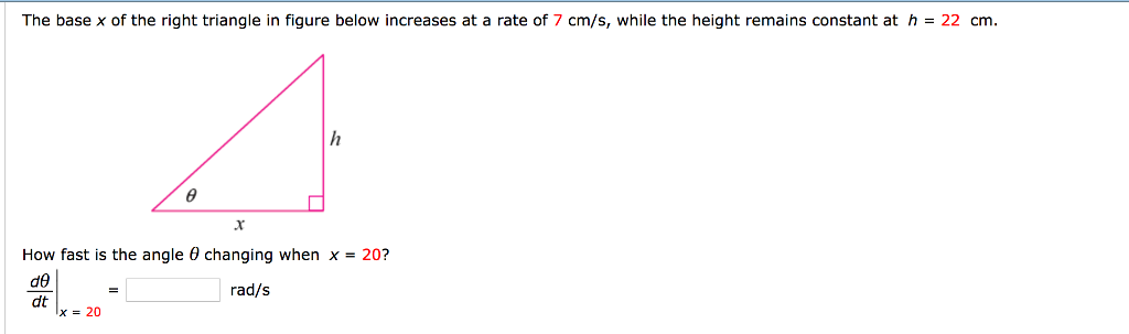 Solved The base x of the right triangle in figure below | Chegg.com