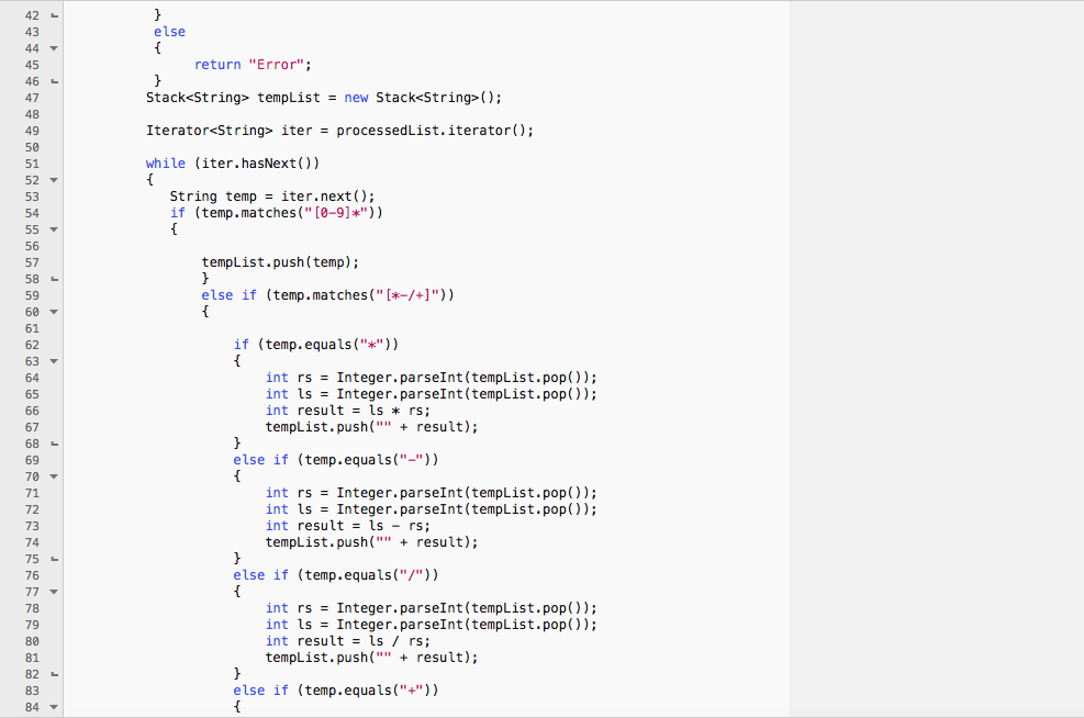 Okay so I am building a simple PostFix Calculator in | Chegg.com