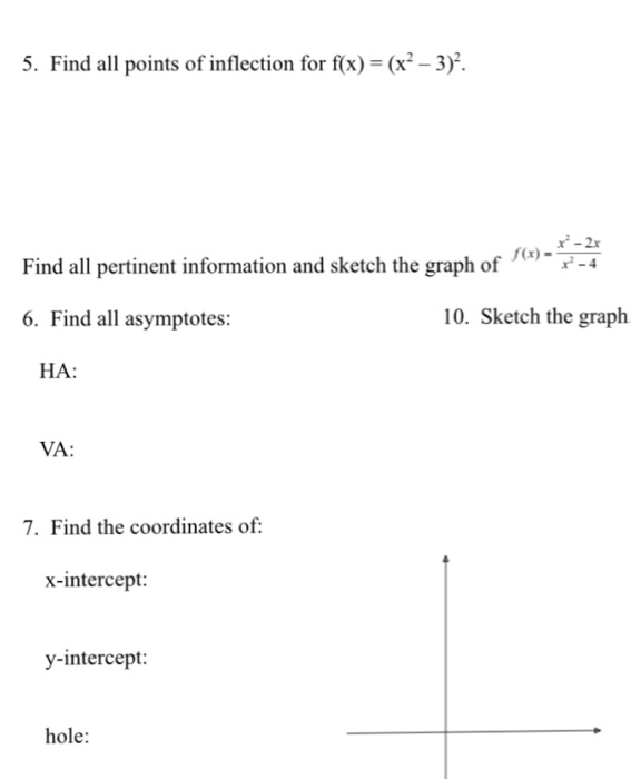 Solved Find all points of inflection for f(x) = (x^2 3)^2