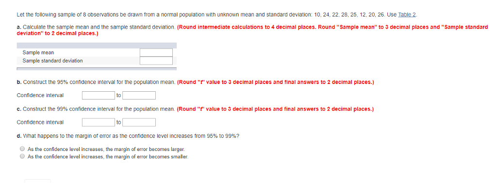 Solved Let the following sample of 8 observations be drawn | Chegg.com