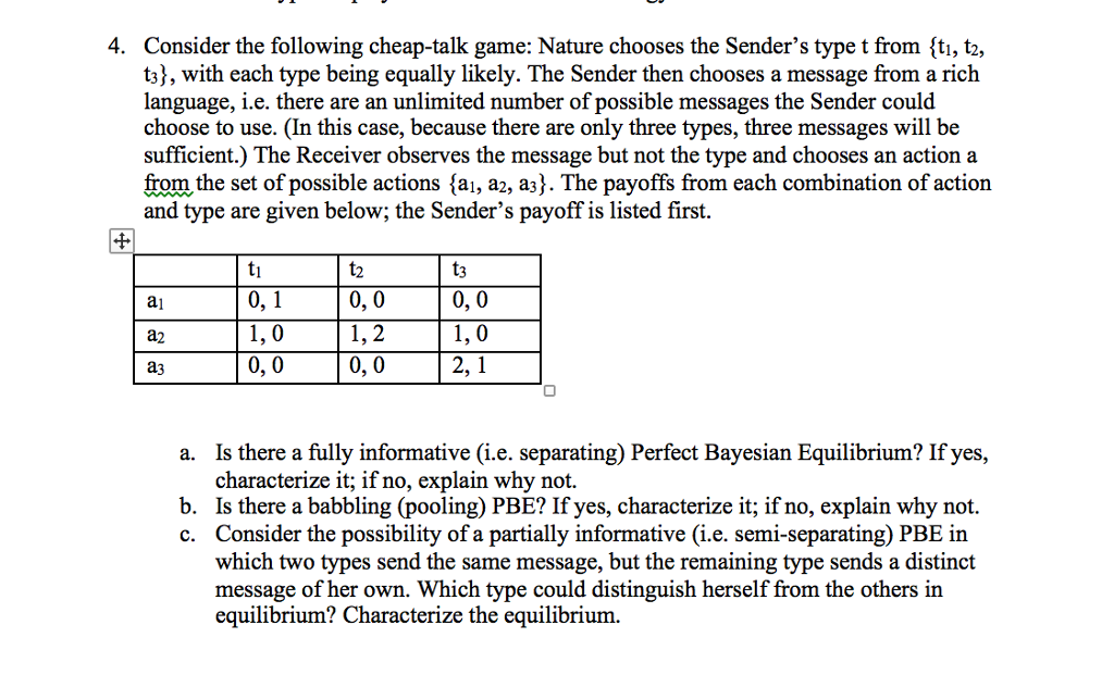 Solved 4. Consider the following cheaptalk game Nature