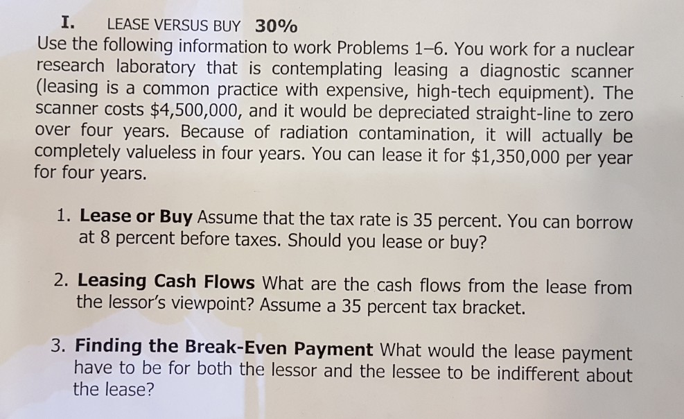 Solved 4 Taxes And Leasing Cash Flows Assume That Your 3959