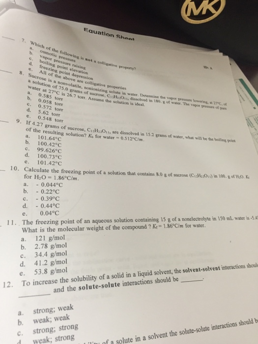 Solved: Which Of The Following Is Not A Colligative Proper... | Chegg.com