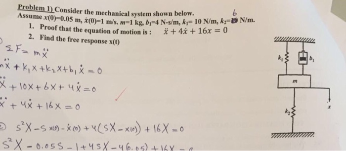 Solved Consider the mechanical system shown below. Assume | Chegg.com