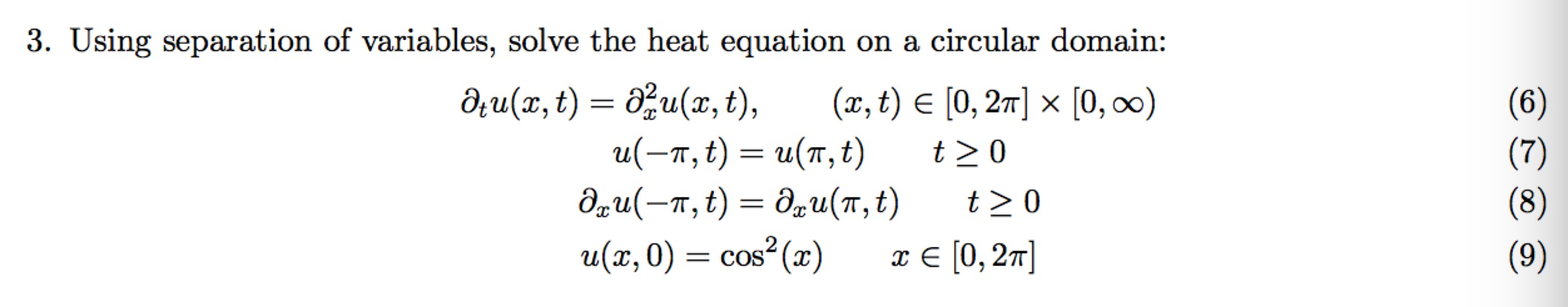 Solved Using separation of variables, solve the heat | Chegg.com