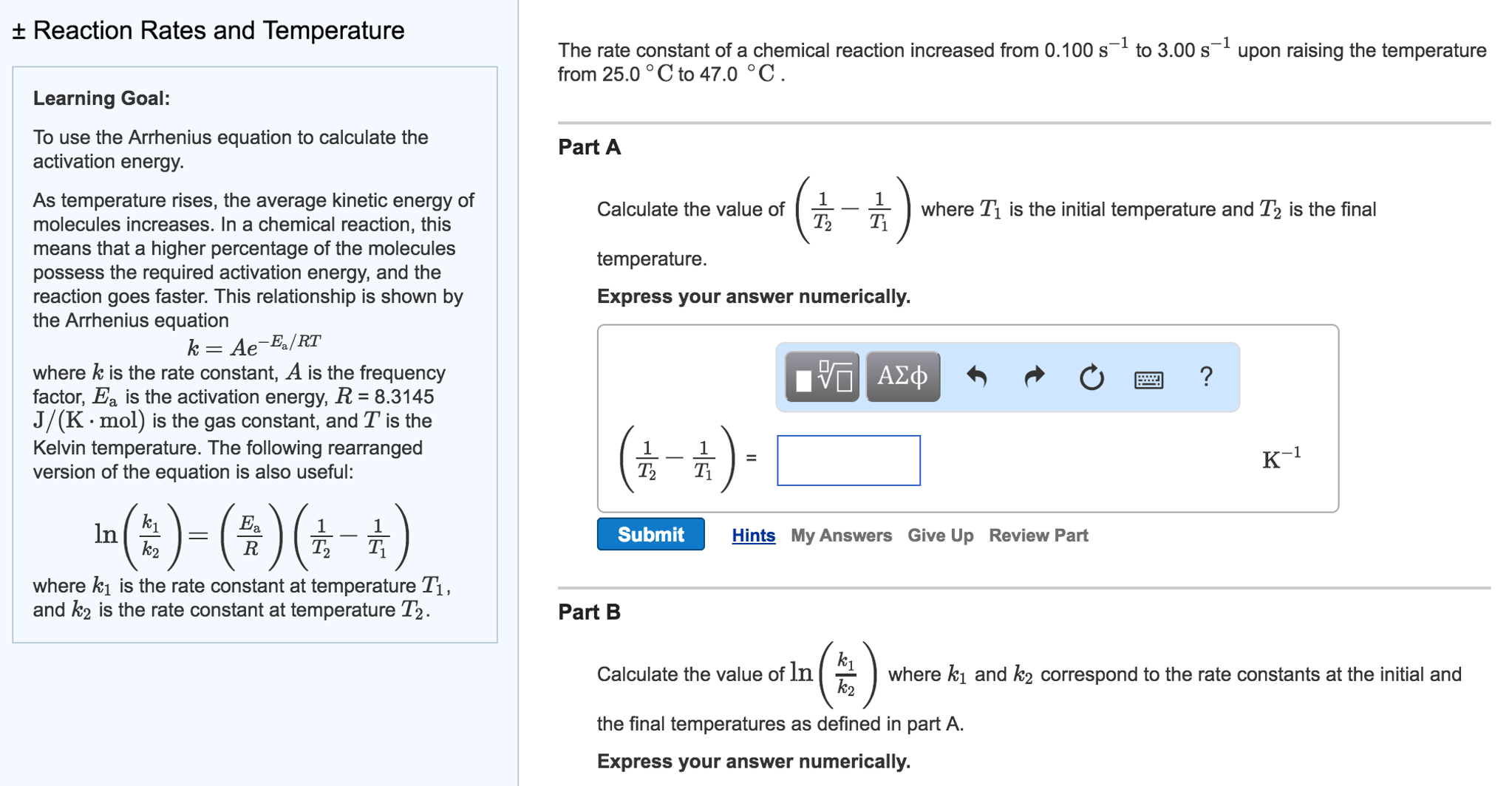 Solved To Use The Arrhenius Equation To Calculate The Act Chegg Hot