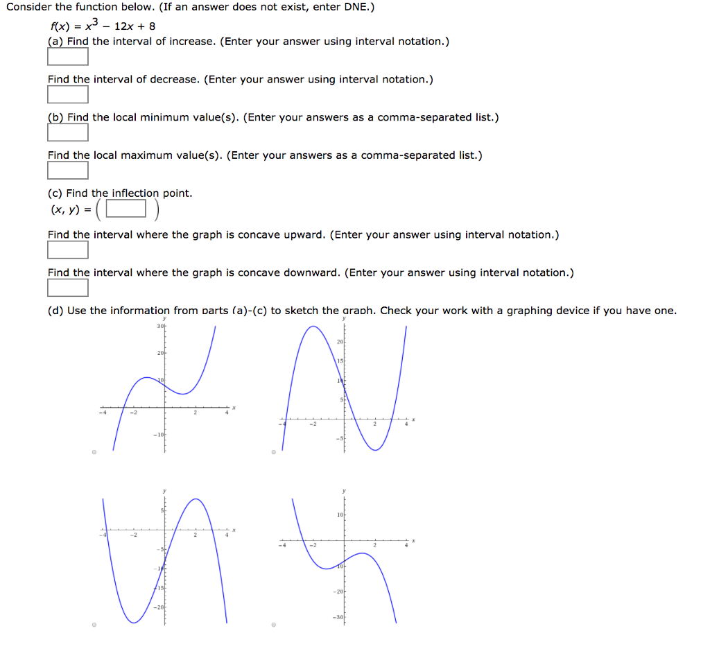 Solved Consider the function below. f(x) = x^3 − 12x + 8 | Chegg.com