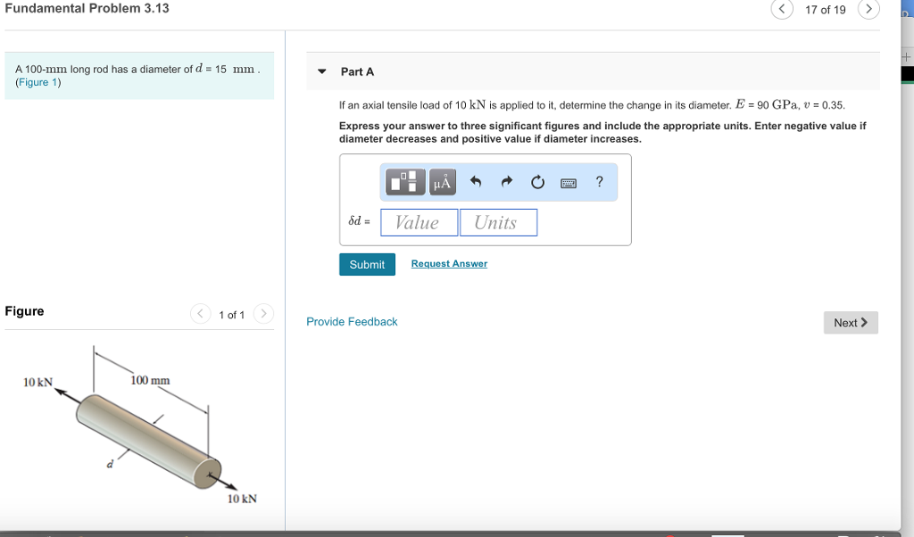 Solved Fundamental Problem 3.13 17 of 19 A 100mm long rod