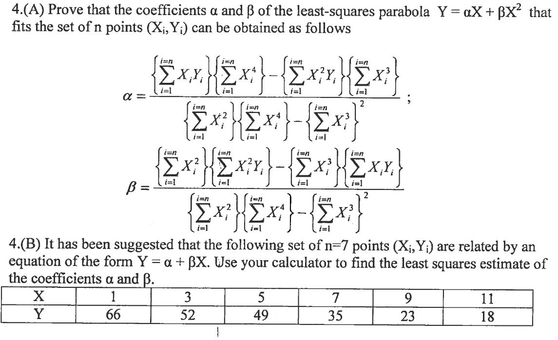 Prove that the coefficients alpha and beta of the